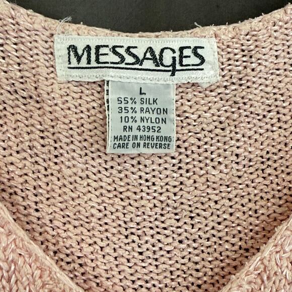 Vintage Messages Sweater Short Sleeve 80s 90s Silk Coquette Size S/M/L READ - Picture 4 of 13